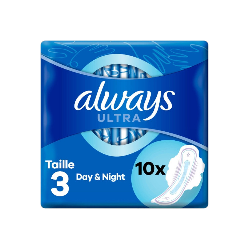 ALWAYS - Ultra Day and Night Avec Ailettes Taille 3 - paquet de 10 serviettes hygiéniques Sonico.fr