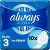 ALWAYS - Ultra Day and Night Avec Ailettes Taille 3 - paquet de 10 serviettes hygiéniques Sonico.fr