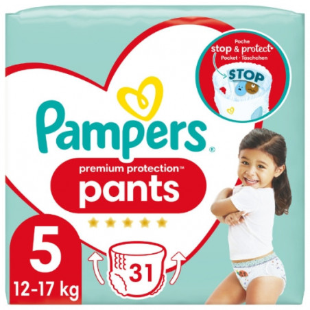 PAMPERS - Couches-Culottes Premium Protection Taille 5 - paquet de 31 couches-culotte Sonico.fr