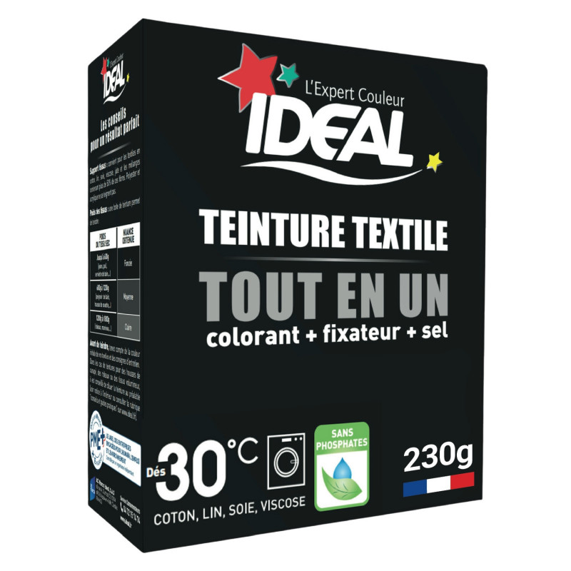 IDEAL - Teinture Tissus Poudre Tout En Un Mini Noir - boite de 230 g Sonico.fr