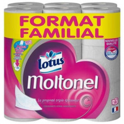 MOLTONEL - Papier toilette 3 épaisseurs Rose - 18 rouleaux Sonico.fr