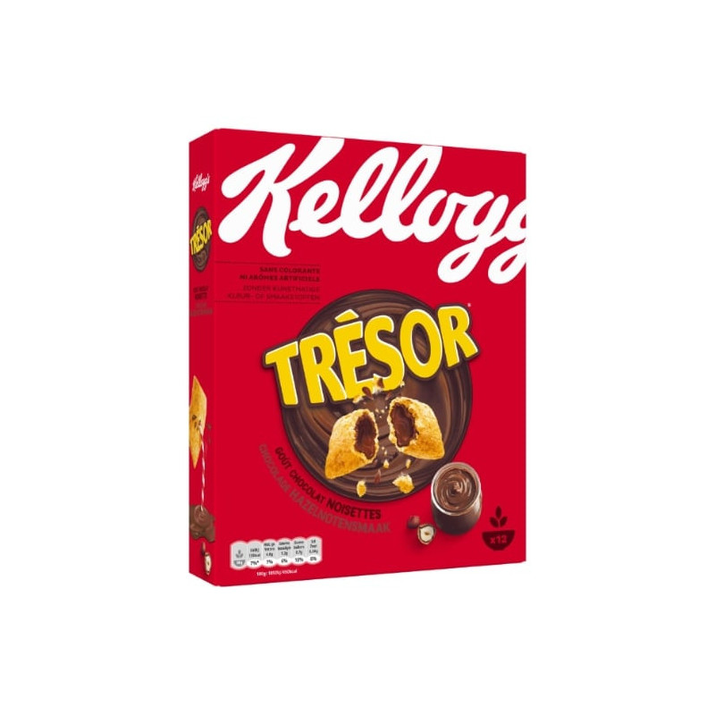 KELLOGG'S - Trésor Céréales fourrées au chocolat noisette - boîte de 375 g Sonico.fr