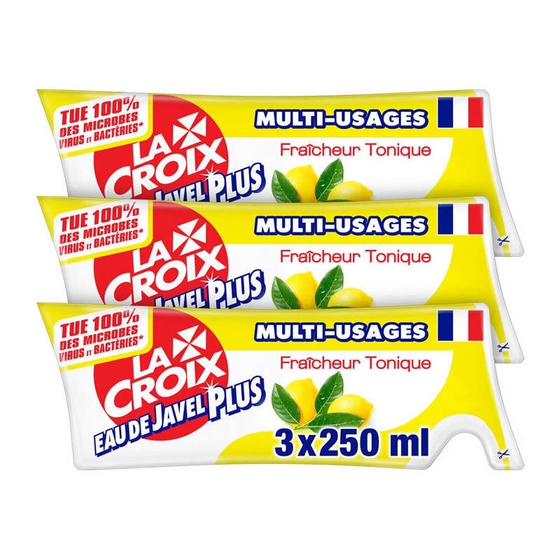 LA CROIX - Eau de Javel Désinfectant Fraîcheur Citron - paquet de 3x250 ml Sonico.fr