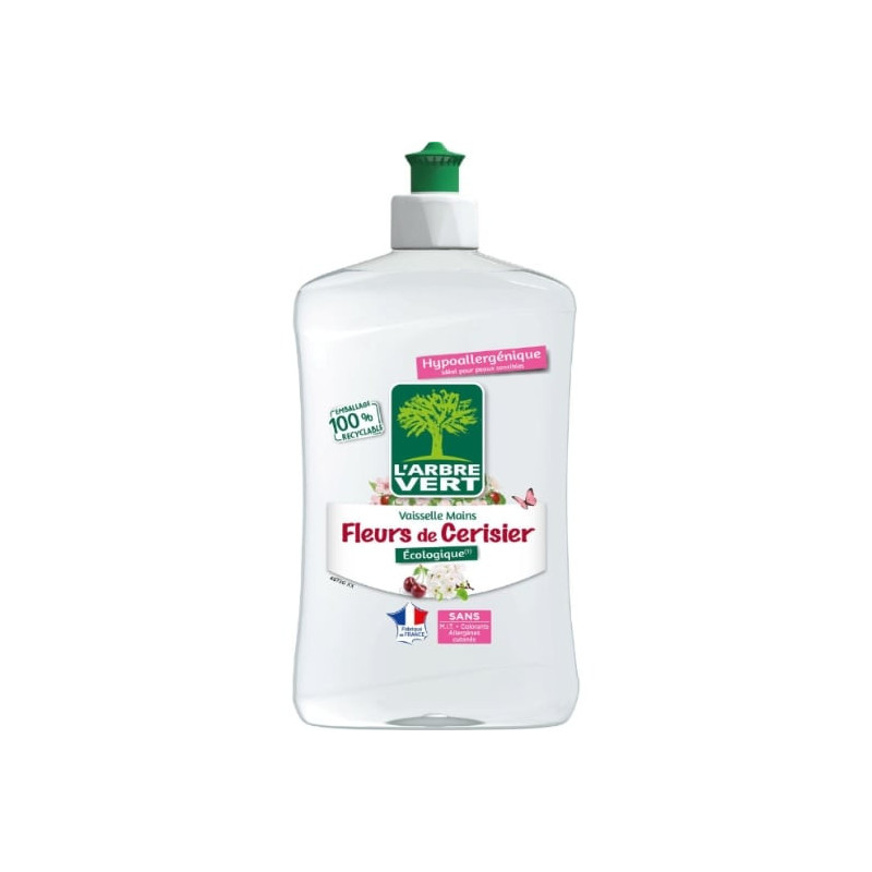 L'ARBRE VERT - Liquide Vaisselle Mains Fleurs de Cerisier - flacon de 500 ml Sonico.fr