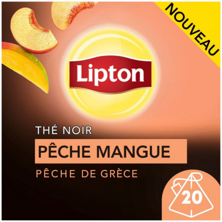 LIPTON - Pêche Mangue Thé Noir - 20 sachets Pyramides Sonico.fr