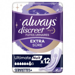ALWAYS - Discreet Extra Sure Ultimate Nuit Serviette Incontinence - 12 serviettes Sonico.fr