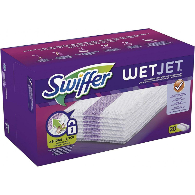 SWIFFER - WetJet Lingettes de nettoyage pour sols - 20 lingettes Sonico.fr