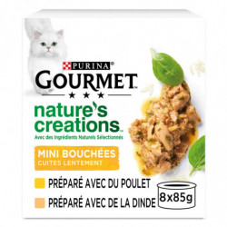 PURINA GOURMET - Natures Creations Poulet Dinde Pâtée pour chat - paquet de 8 boites de 85 g Sonico.fr