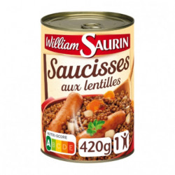 WILLIAM SAURIN - Saucisses Lentilles Plat cuisiné - boite de 420 g Sonico.fr
