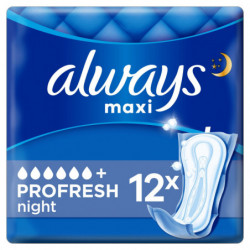 ALWAYS - Maxi Night ProFresh Serviettes sans Ailettes - 12 Serviettes Sonico.fr