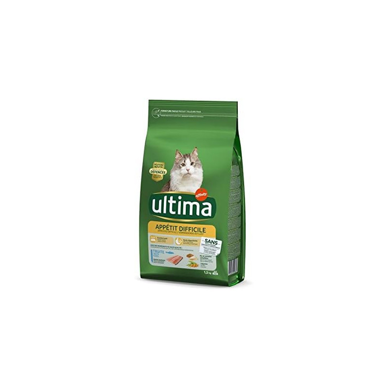 ULTIMA - Croquettes Truite Chat Appétit Difficile - Paquet de 1,5 kg Sonico.fr