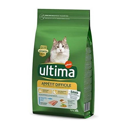 ULTIMA - Croquettes Truite Chat Appétit Difficile - Paquet de 1,5 kg Sonico.fr