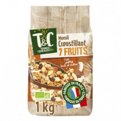 TERRES ET CEREALES - Muesli aux 7 fruits bio - paquet de 1 kg Sonico.fr