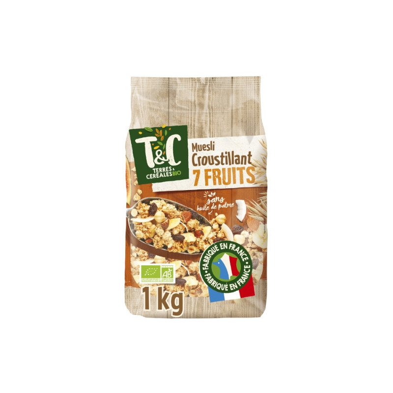 TERRES ET CEREALES - Muesli aux 7 fruits bio - paquet de 1 kg Sonico.fr