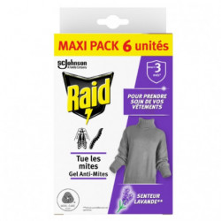 RAID - gel anti-mites senteur lavande - paquet de 6 unités Sonico.fr