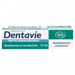 DENTAVIE - Dentifrice Soin Blancheur Bicarbonate Cristaux de Menthol Bio - tube de 75 ml Sonico.fr