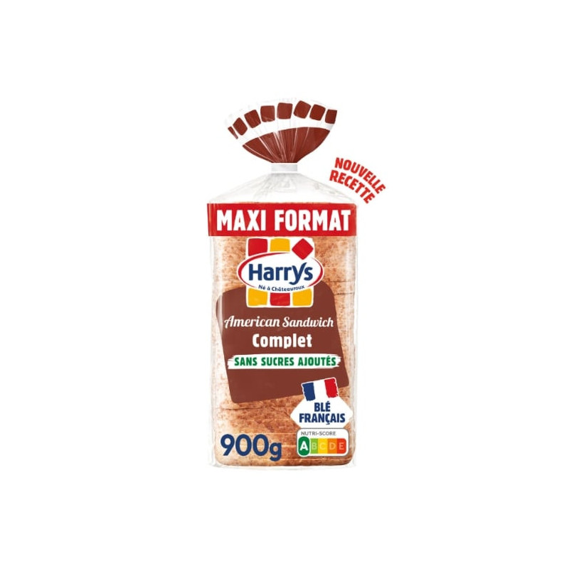 HARRYS - Pain de mie  American Sandwich Complet Maxi - paquet de 900 g Sonico.fr