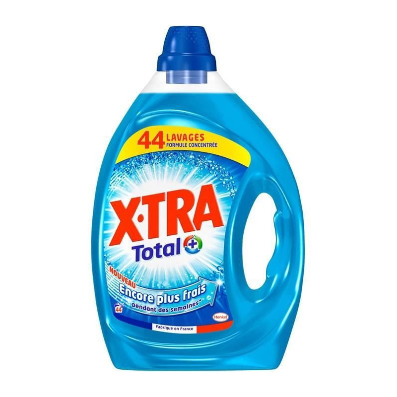 X-TRA - Total + Lessive liquide 44 Lavages  - bouteille de 2,2 l Sonico.fr