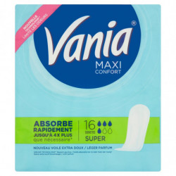VANIA - Maxi Confort Super Serviettes hygiéniques - paquet de 16 serviettes Sonico.fr