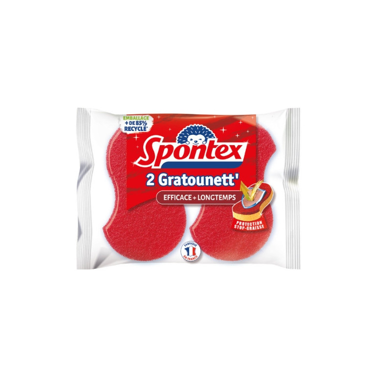 SPONTEX - Éponge Gratounett' Efficacité Longue Durée - blister de 2 Éponges  Sonico.fr