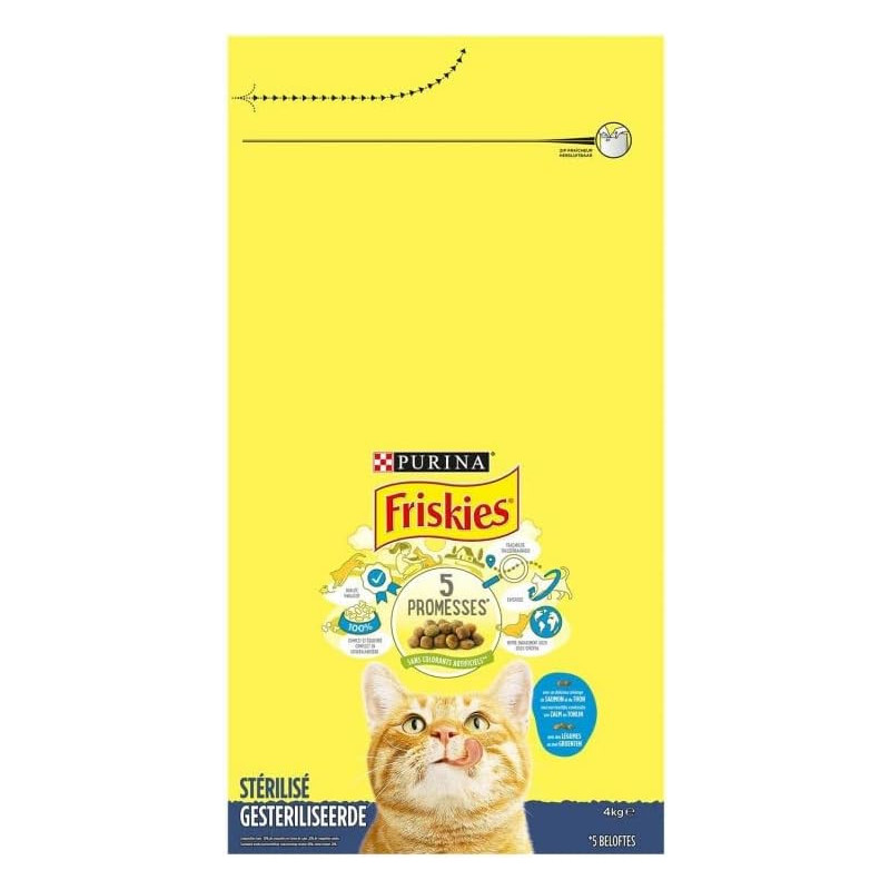 FRISKIES - Croquettes Chats Stérilisé au Saumon - Sac de 4 kg Sonico.fr
