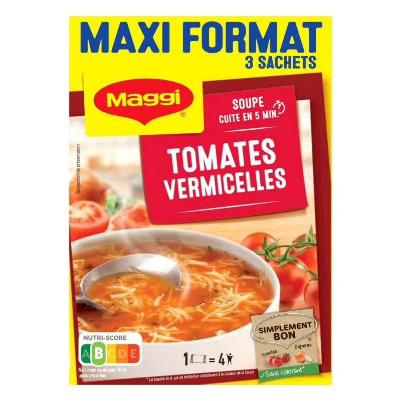 MAGGI - Soupe De Tomate Vermicelles - paquet de 3 sachets de 70 g Sonico.fr