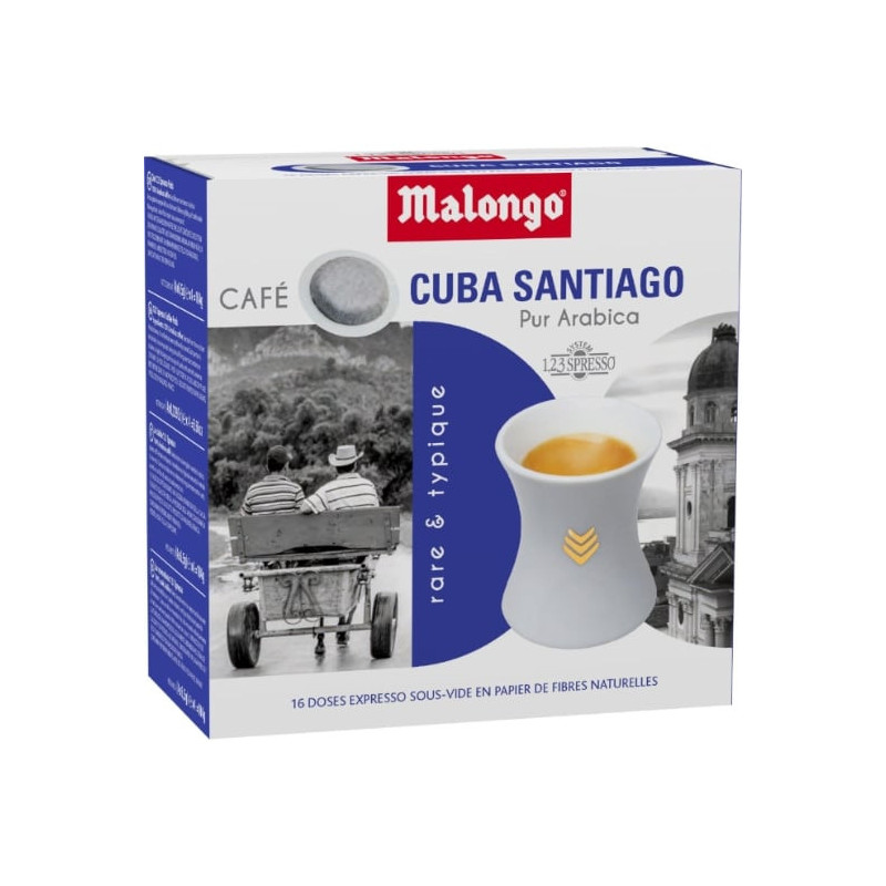 MALONGO - Expresso Cuba Santiago - 16 dosettes de café Compatibles 123 spresso Sonico.fr