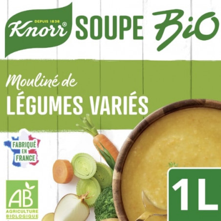 KNORR - Soupe Bio Mouliné Légumes Variés Du Potager - brique de 1 L Sonico.fr