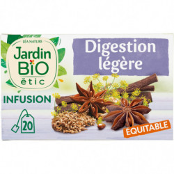 JARDIN BIO ETIC - Infusion Digestion Légère Bio - boite de 20 Sachets - 30 g Sonico.fr