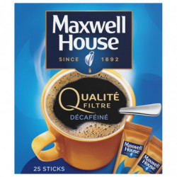 MAXWELL HOUSE - Décaféiné Qualité Filtre Café soluble - paquet de 25 Sticks Sonico.fr