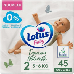 LOTUS BABY - Couches Douceur Naturelle Taille 2 - Le paquet de 45 couches Sonico.fr