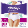 ALWAYS - Discreet Culottes Blanches Normal Taille L Fuites Urinaires - 10 Culottes  Sonico.fr