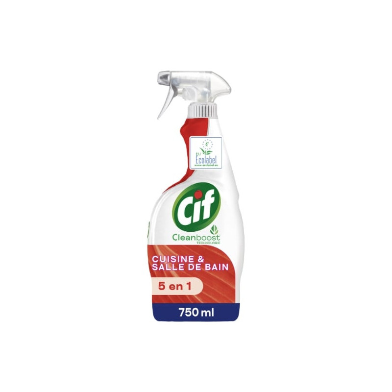 CIF - Cuisine et Salle de bain 5en1 Nettoyant multi-usages - spray de 750 ml Sonico.fr