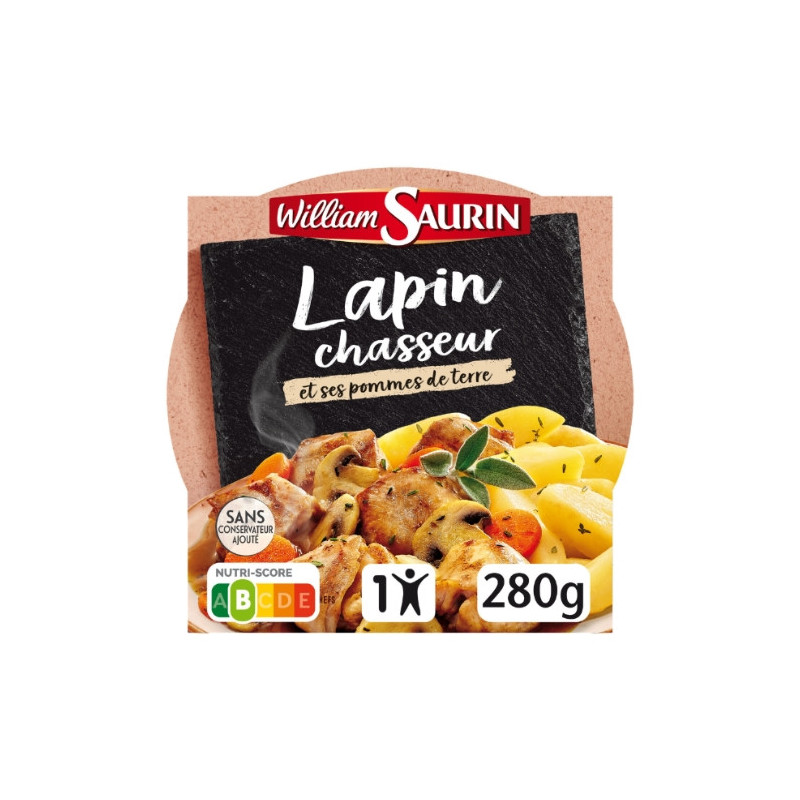 WILLIAM SAURIN - Assiette Micro-Ondable Lapin Chasseur Et Ses Pommes De Terre - 280 g Sonico.fr