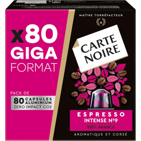 CARTE NOIRE - Café Espresso Intense N°9 Compatibles Nespresso - Paquet de 80 capsules Sonico.fr