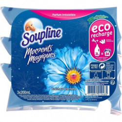 SOUPLINE - Moments Magiques Adoucissant concentré Fraicheur Eternelle - pack de 3 berlingots de 200 mL Sonico.fr