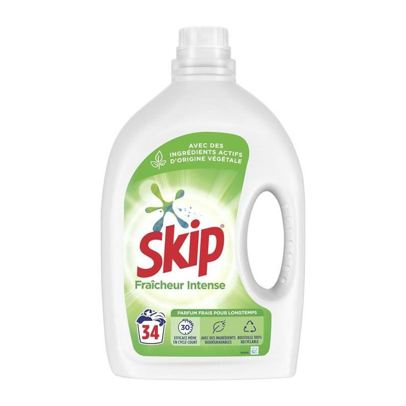 SKIP - Fraîcheur intense Lessive liquide 34 lavages - 1700 ml Sonico.fr