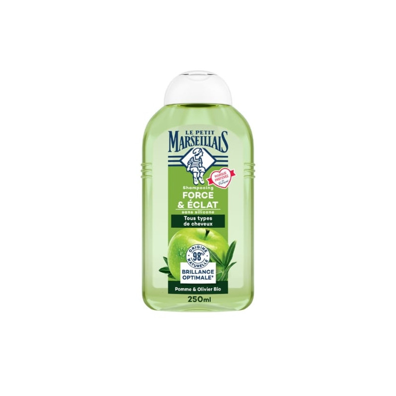 LE PETIT MARSEILLAIS - Shampoing pomme et feuilles d'olivier - flacon de 250 ml Sonico.fr