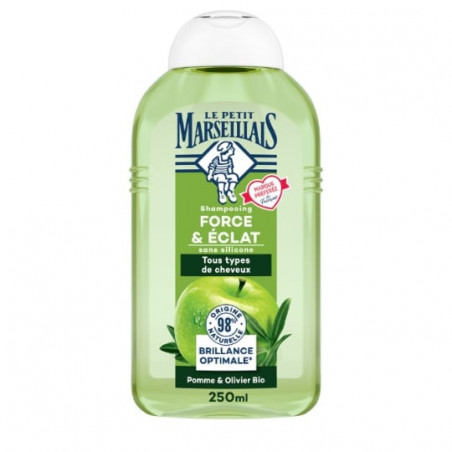 LE PETIT MARSEILLAIS - Shampoing pomme et feuilles d'olivier - flacon de 250 ml Sonico.fr