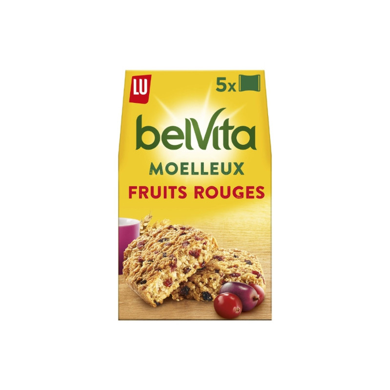 LU - Belvita Gateau Moelleux Fruits Rouges - boîte de 5 sachets - 250 g  Sonico.fr